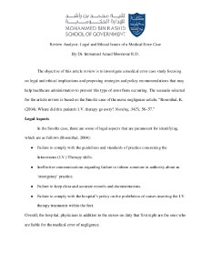 LEGAL AND ETHICAL ISSUES OF A MEDICAL ERROR CASE